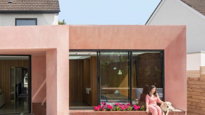 Exterior of Pink House by Courtney McDonnell Studio