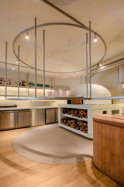 Sculptural pizza oven at Pizzeria Della Madonna