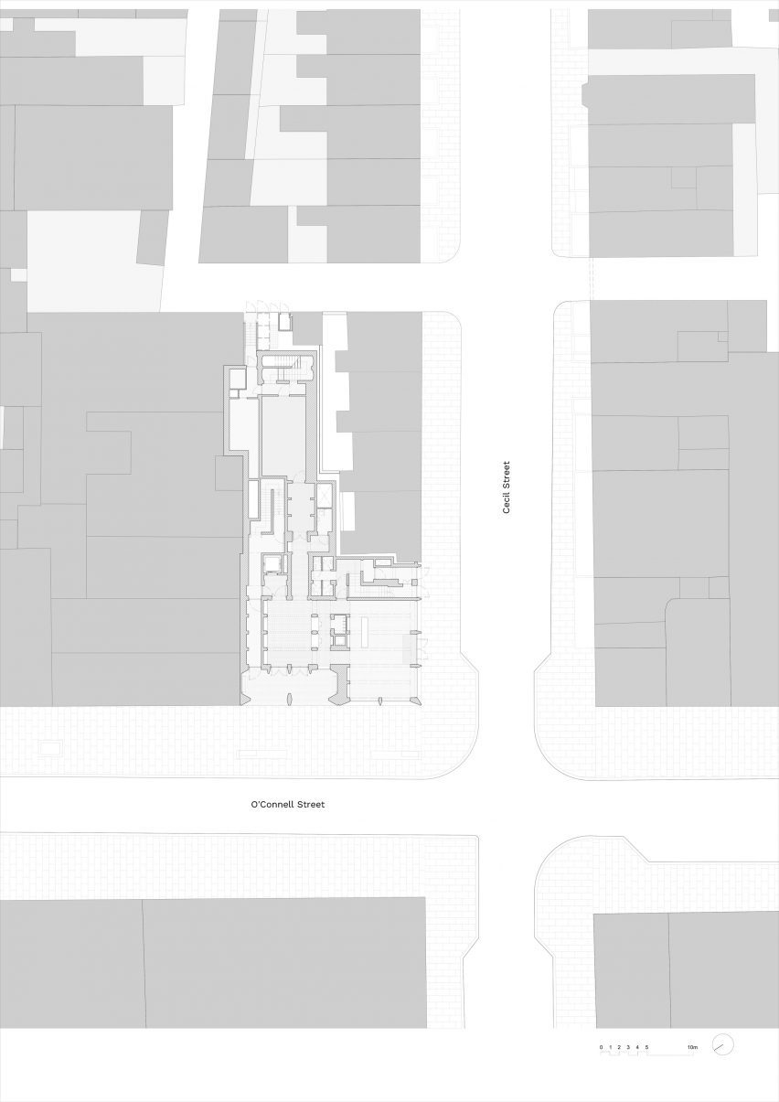Site plan of the International Rugby Experience building by Niall Nclaughlin Architects