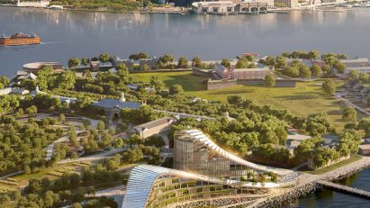Climate institute with manhattan skyline in the back
