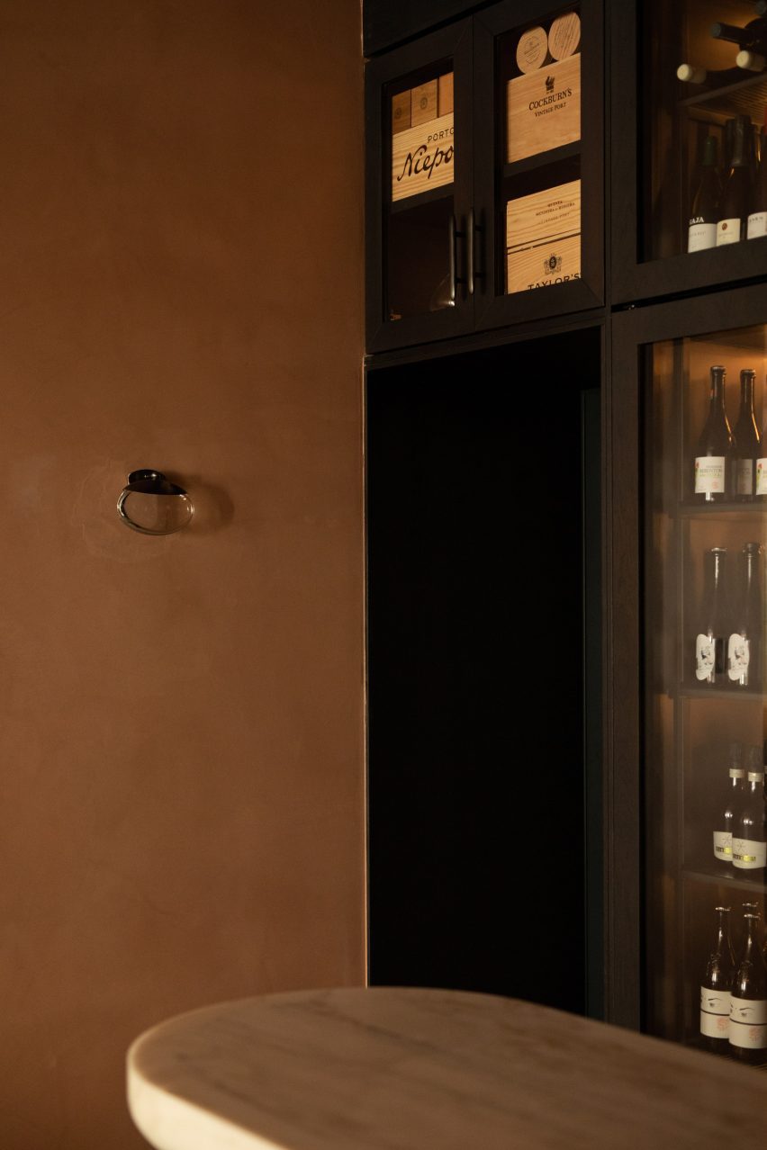 Plastered wall in restaurant interior