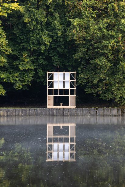 Wooden lakeside pavilion