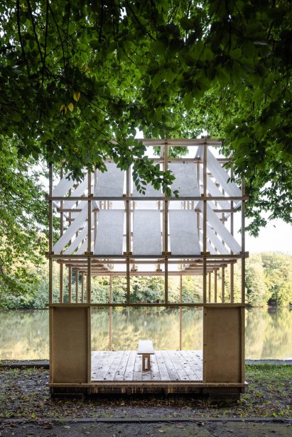 Czech pavilion by a lake