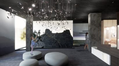 Visualisation showing immersive interior with child playing