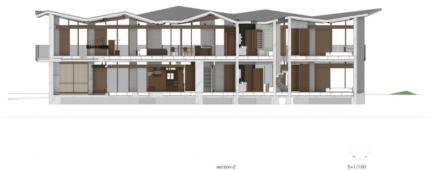 Section of Villa MKZ by Takeshi Hirobe Architects
