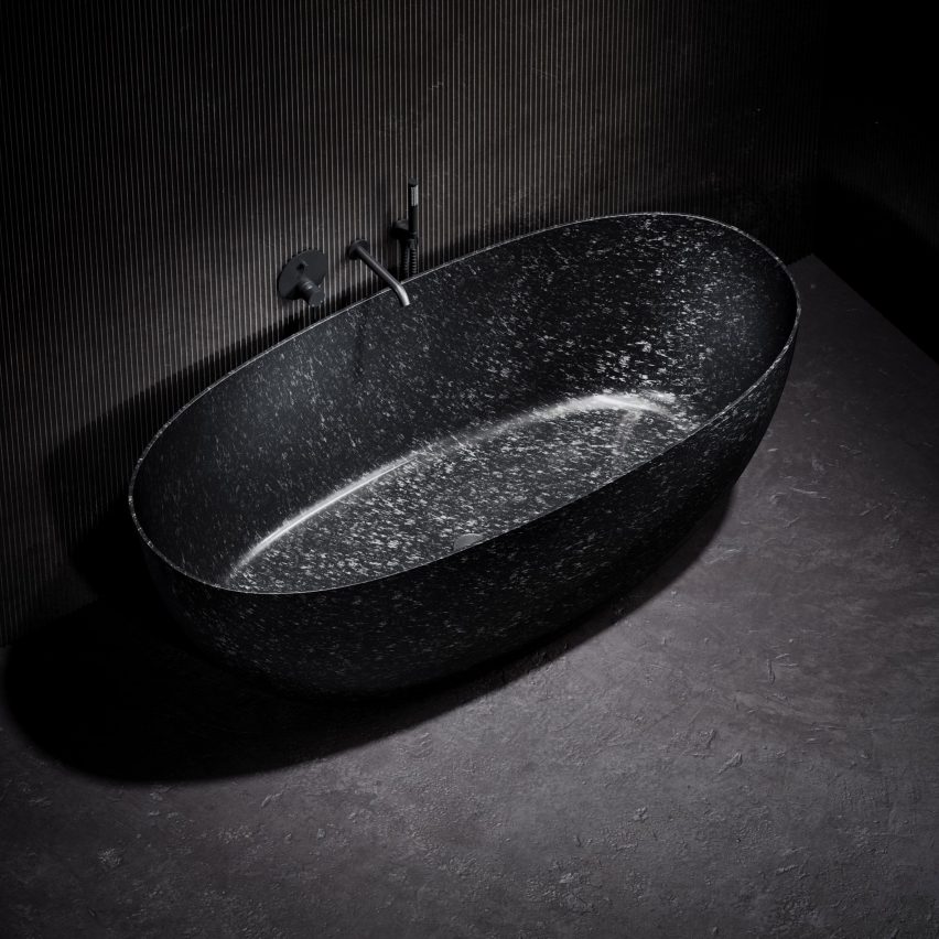 Black freestanding Vivere bath by Lusso