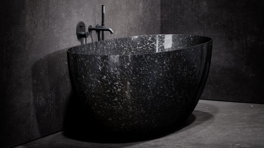 Black freestanding Vivere bath by Lusso