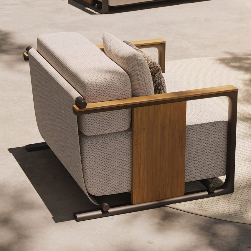 Photograph showing armchair on terrace