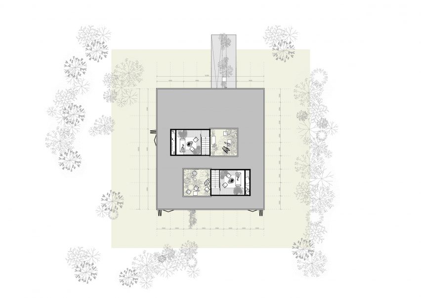 First floor plan of Warm Nest by Ark-shelter and Archekta in Belgium