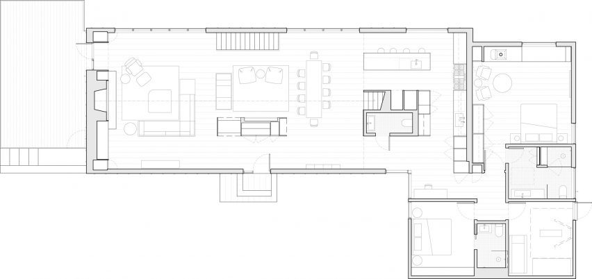 Ground floor plan of the New York farmhouse by Worrell Yeung