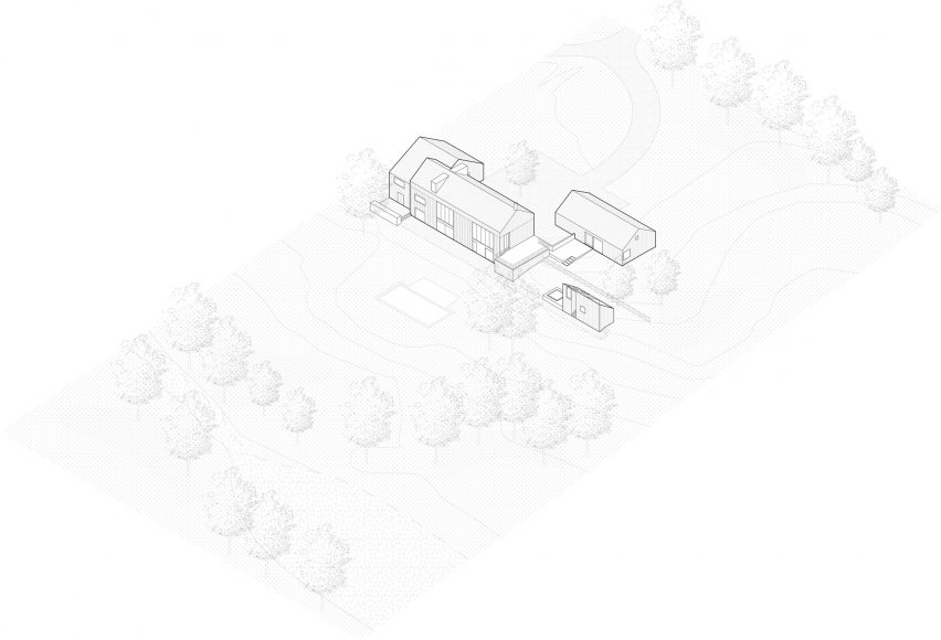 Axonometric drawing of the New York farmhouse by Worrell Yeung