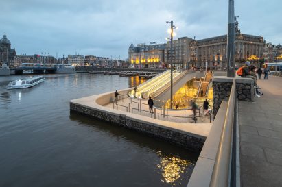 Entrance of Stationsplein bicycle parking in Amsterdam