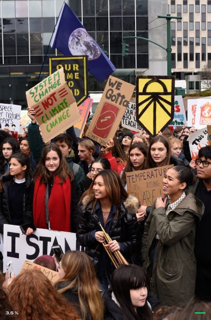 Children gathered to protest climate change