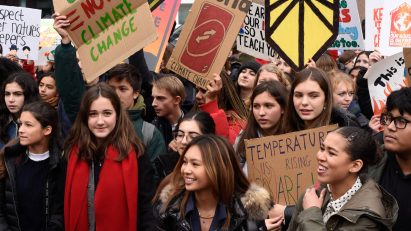 Children gathered to protest climate change