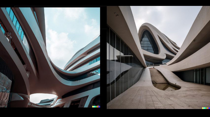 Zaha Hadid Architects images created with DALL-E 2