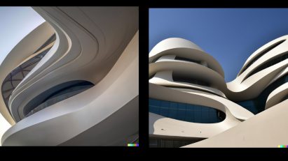 Zaha Hadid images created using DALL-E 2