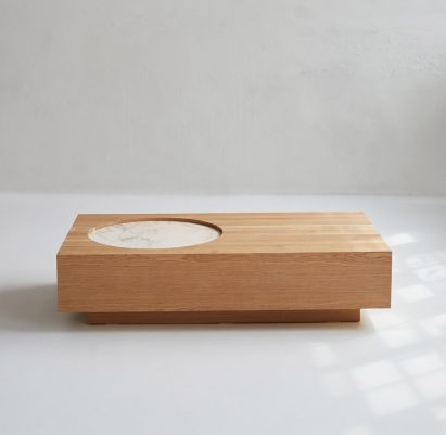 Wooden basin designed by Mary Ratcliffe