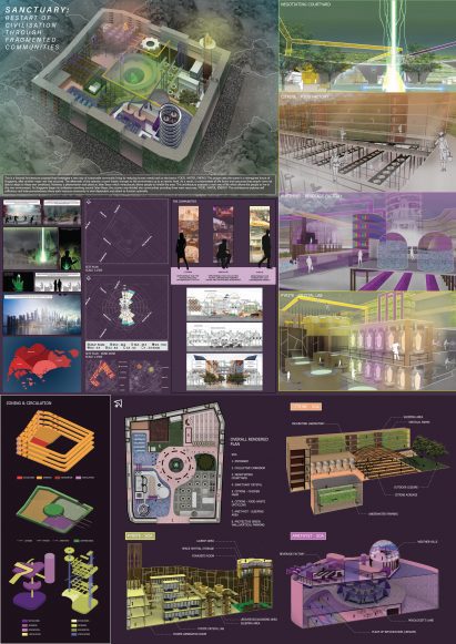 Graphics of a fictional architectural programme