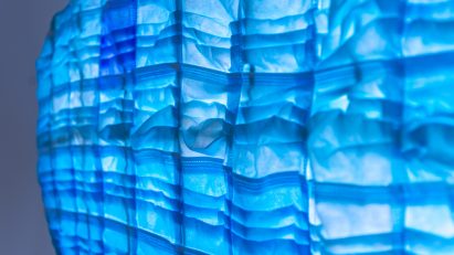 Blue lighting installation informed by a fish