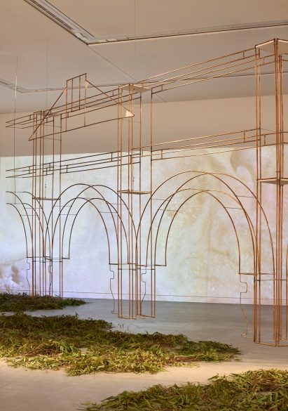 Copper outline of hotel