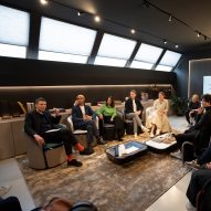 Panel of speakers facing audience at Dezeen x Bentley Lighthouse talk
