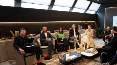 Panel of speakers facing audience at Dezeen x Bentley Lighthouse talk