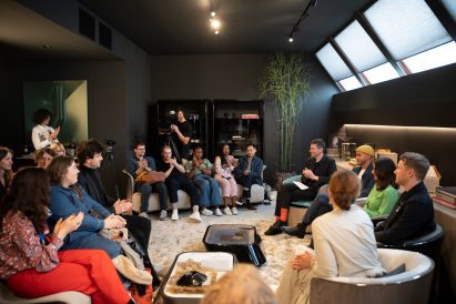 Panel of speakers facing audience at Dezeen x Bentley Lighthouse talk