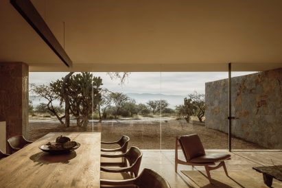 Living area with honey-hued interiors