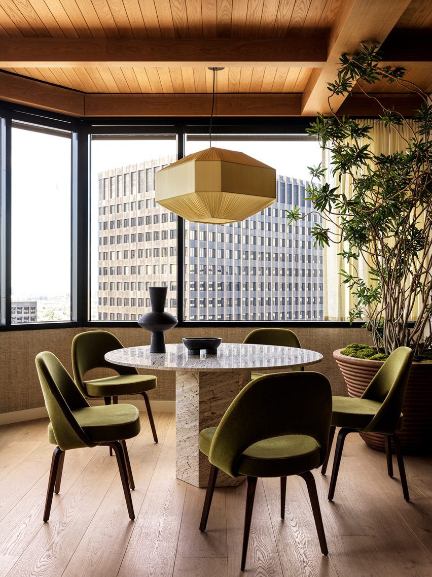 Meeting rooms with chairs around a circular table