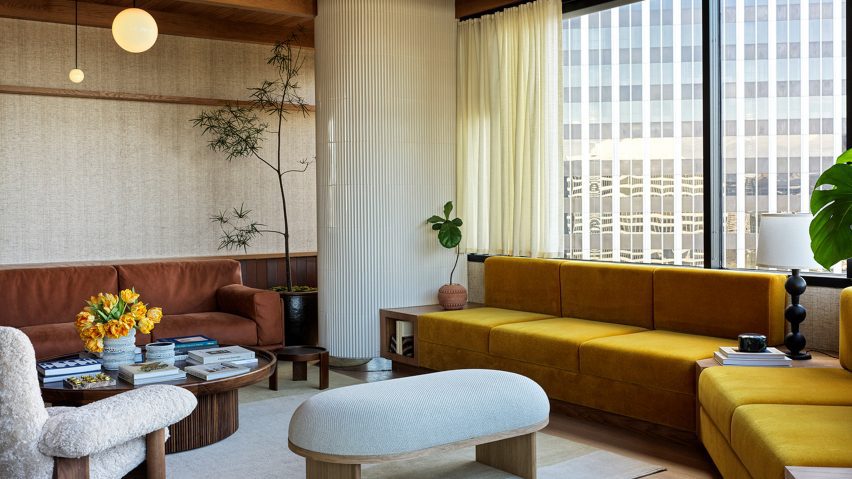 1970s-influenced lounge space in a law firm's office