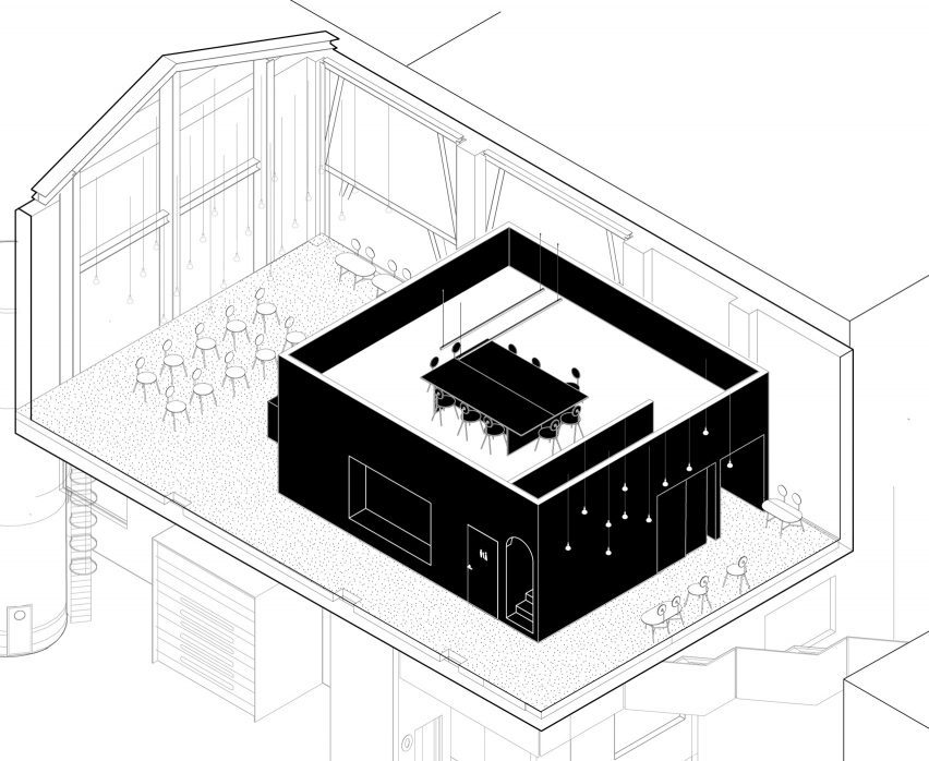 Isometric diagram, Cesarin show kitchen by Co.arch Studio
