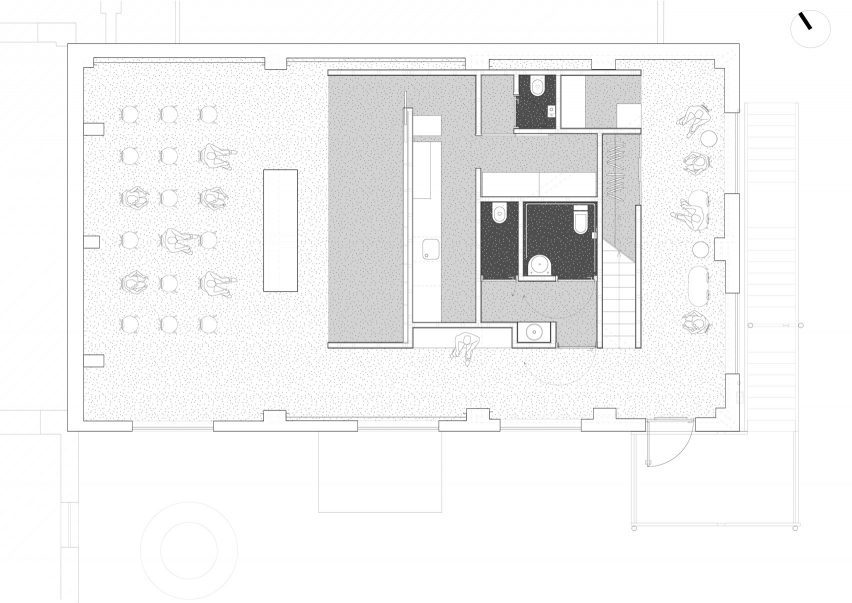 Ground floor plan, Cesarin show kitchen by Co.arch Studio