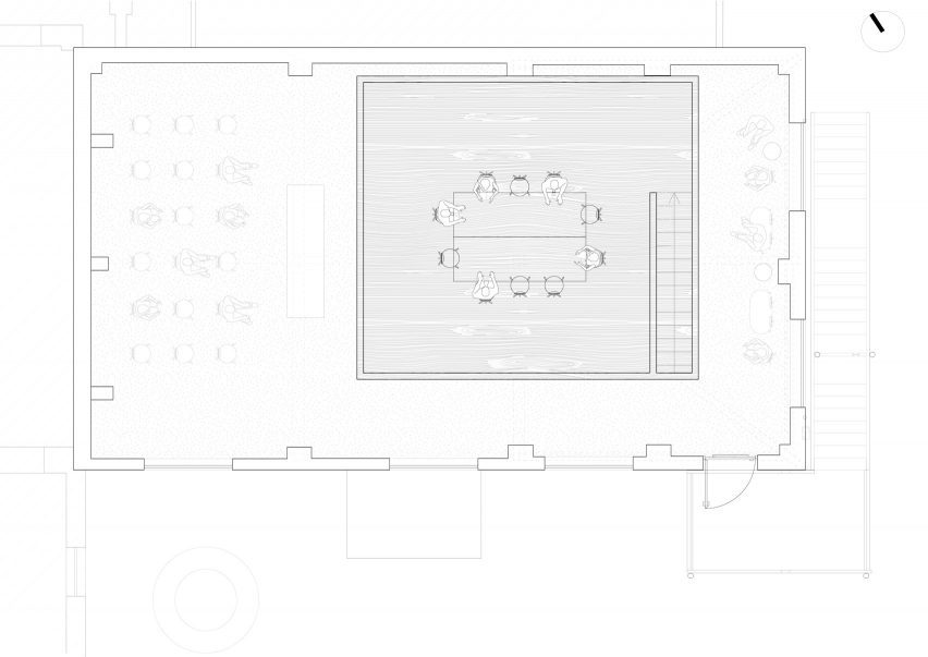 First floor plan, Cesarin show kitchen by Co.arch Studio