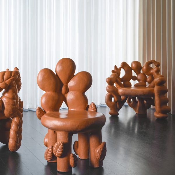 Flower Power terracotta seats by Chris Wolston for The Future Perfect at NYCxDesign