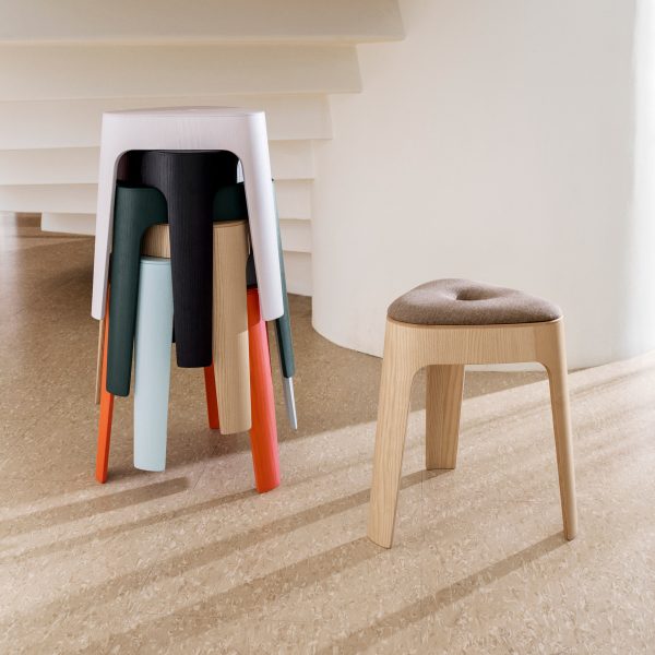 Ooty stools stacked up under staircase