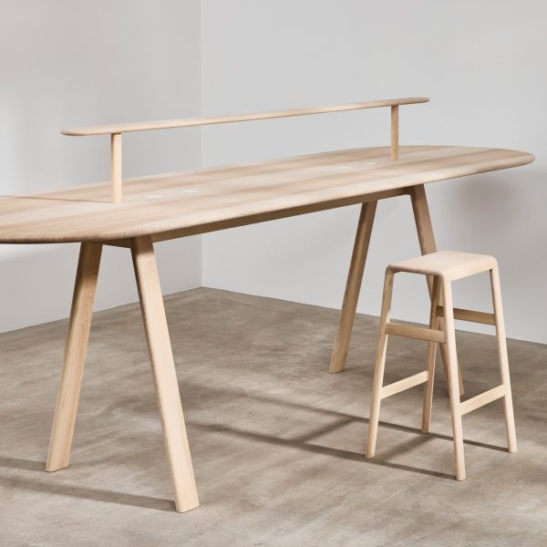 Wooden table and stool