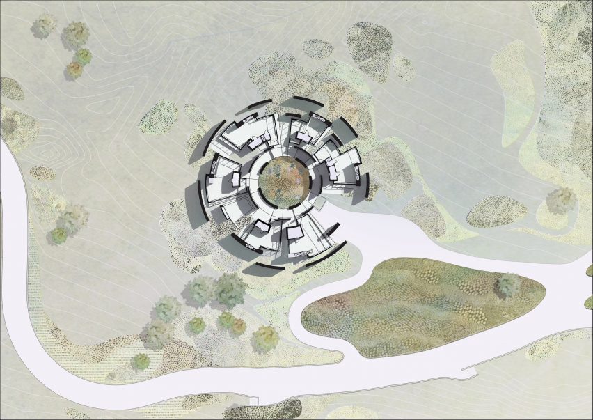 Ground floor plan of the guest house at Meles Zenawi Memorial Park in Ethiopia by Studio Other Spaces