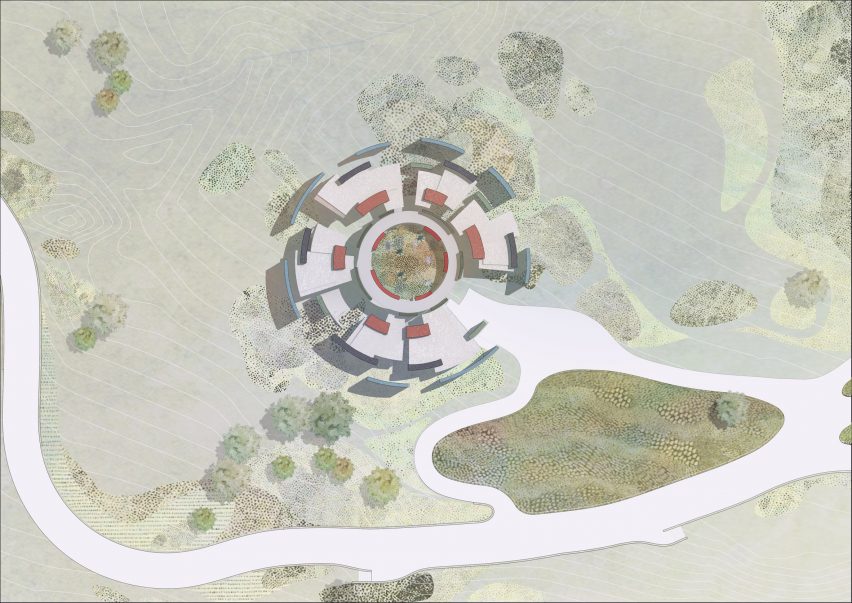 Roof plan of the guest house at Meles Zenawi Memorial Park in Ethiopia by Studio Other Spaces