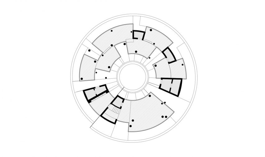 First floor plan of the office building at Meles Zenawi Memorial Park in Ethiopia by Studio Other Spaces