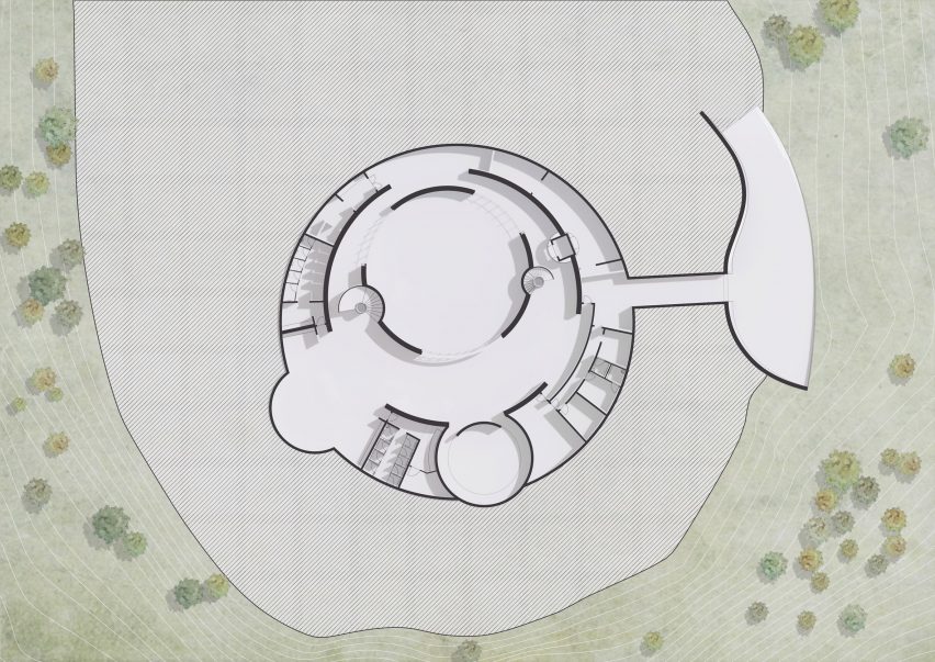 Basement plan of the outlook building at Meles Zenawi Memorial Park in Ethiopia by Studio Other Spaces