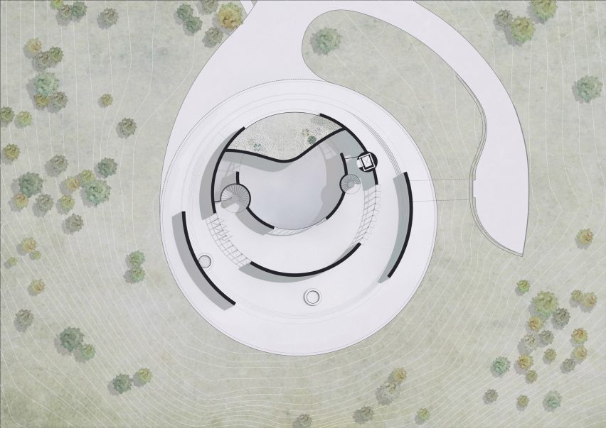 Ground floor plan of the outlook building at Meles Zenawi Memorial Park in Ethiopia by Studio Other Spaces
