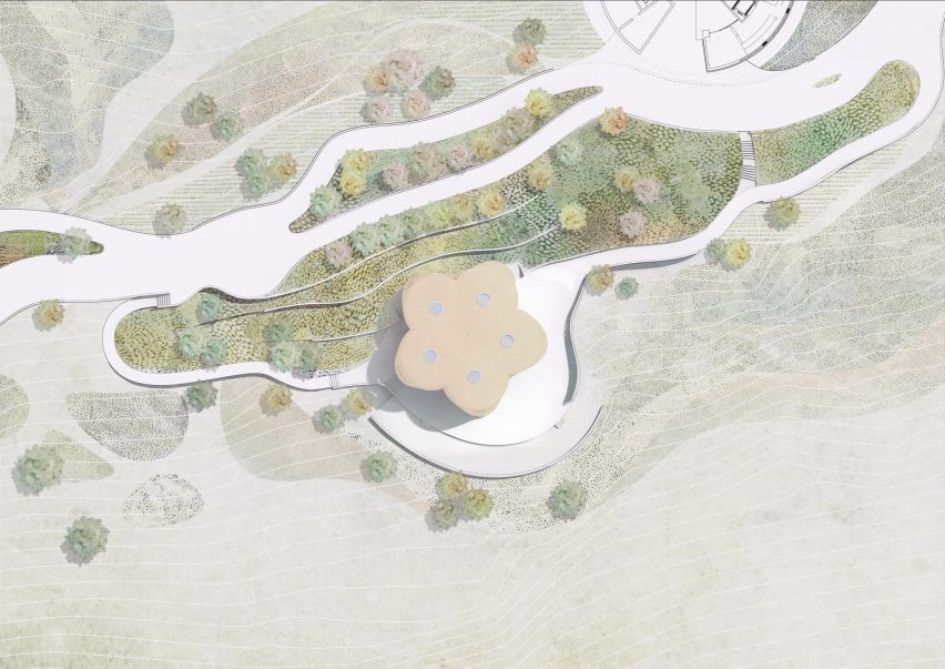 Roof plan of the research centre at Meles Zenawi Memorial Park in Ethiopia by Studio Other Spaces