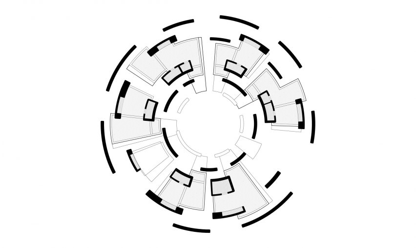 Ground floor plan of the guest house at Meles Zenawi Memorial Park in Ethiopia by Studio Other Spaces
