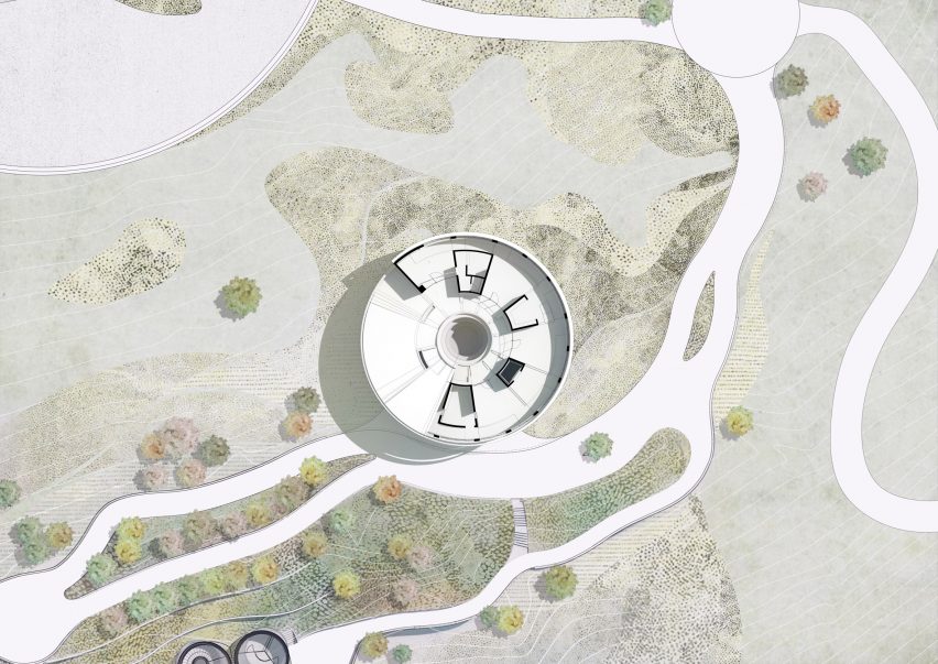 Second floor plan of the library at Meles Zenawi Memorial Park in Ethiopia by Studio Other Spaces