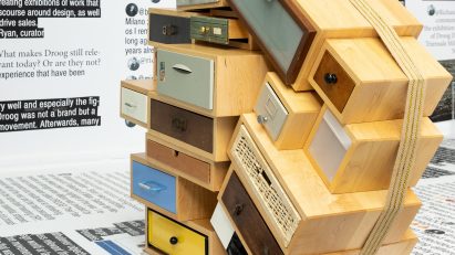 Tejo Remy's You Can't Lay Down Your Memory chest of drawers at the Droog30. Design or Non-design exhibition at Milan design week