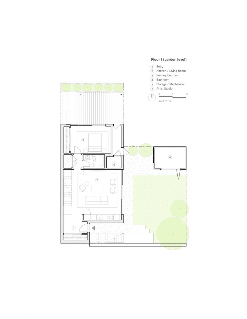 Floor 1 plan of Red Stair House by Dumican Mosey