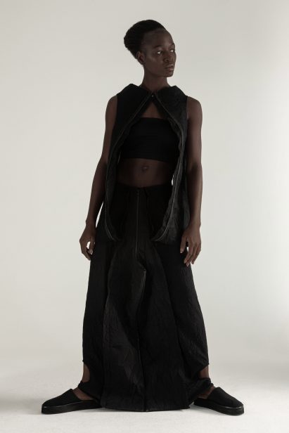 Black outfit by DZHUS with adjustable components