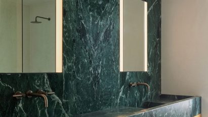 Marble vanity in Eastern Columbia Loft