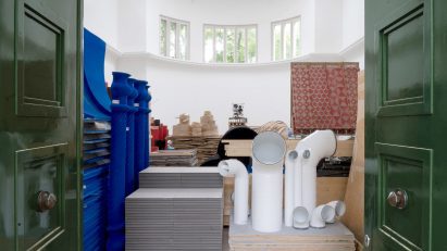 Materials store in Open for Maintenance, the German Pavilion at the Venice Architecture Biennale 2023