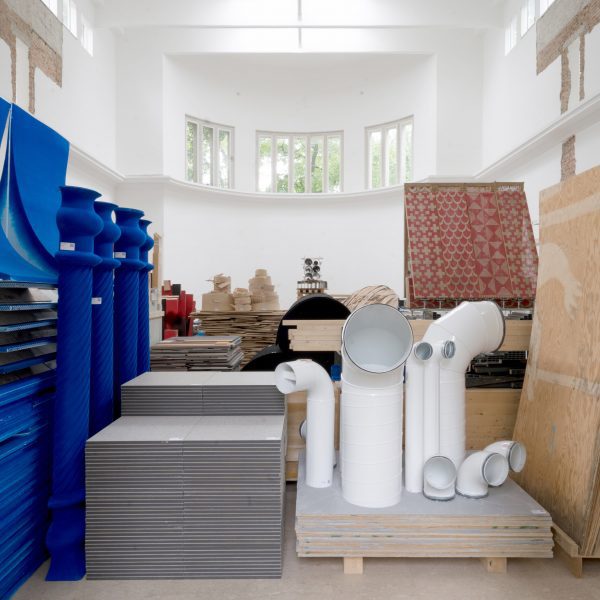 Materials store in Open for Maintenance, the German Pavilion at the Venice Architecture Biennale 2023